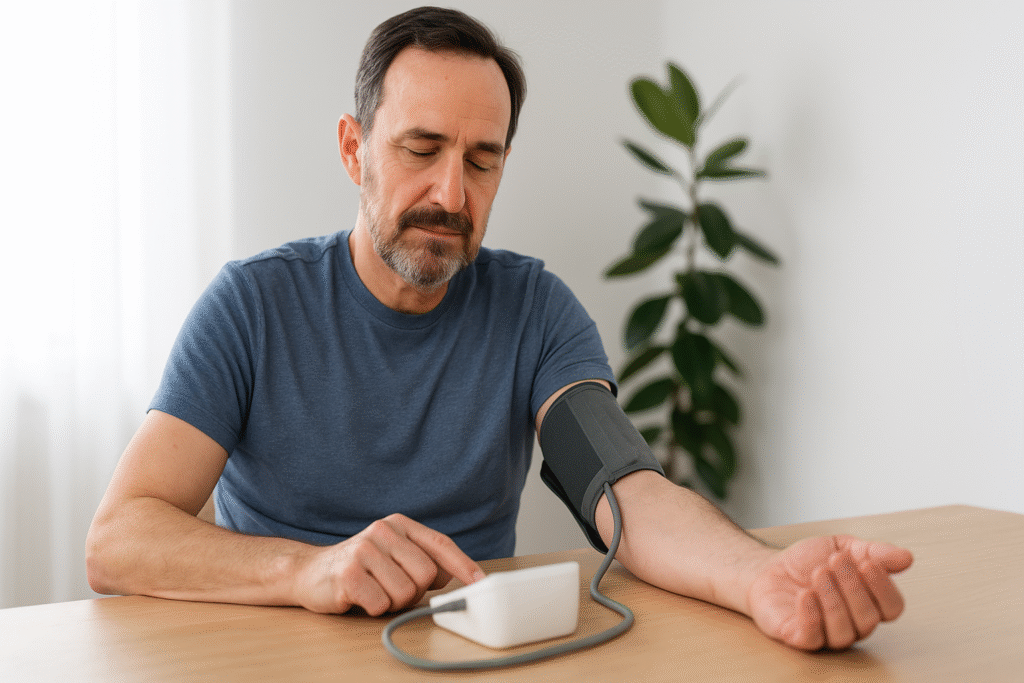 checking blood pressure